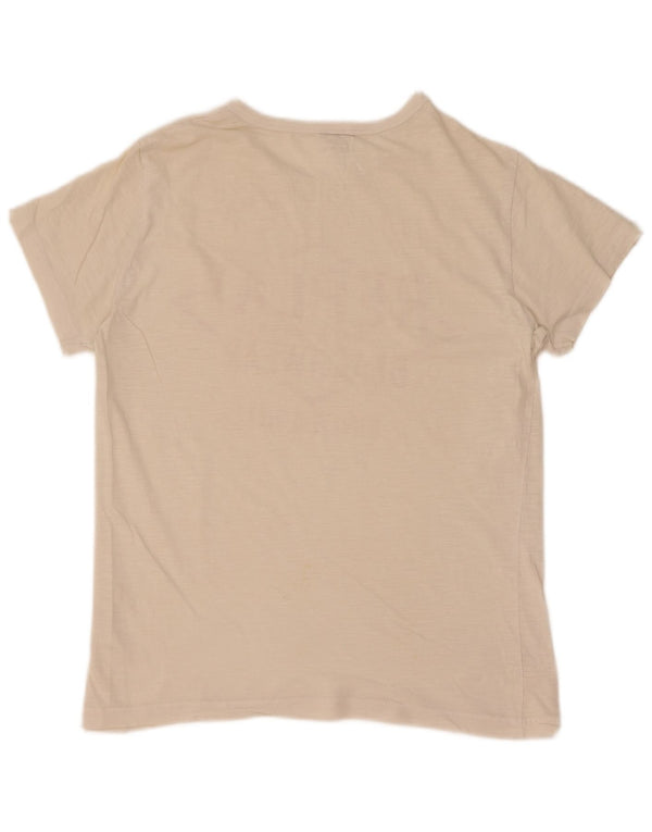 Replay Camiseta gráfica para mujer Top UK 12 Medium Off White Cotton