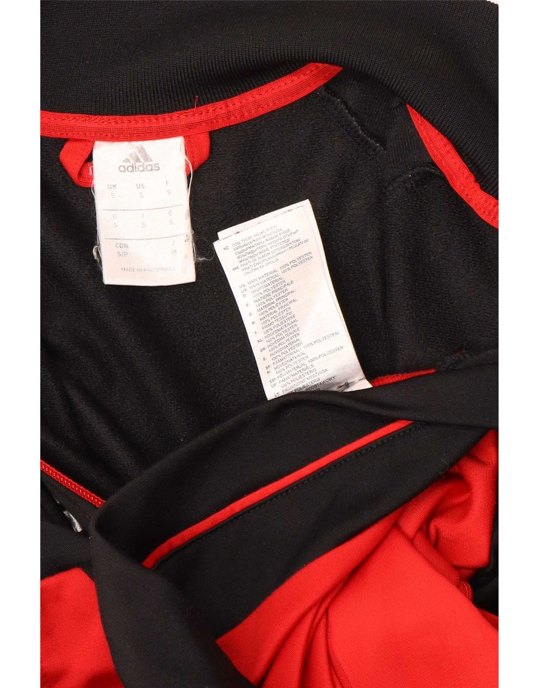 Adidas Hombre Chándal Top Chaqueta Pequeña Negro Colorblock Poliéster