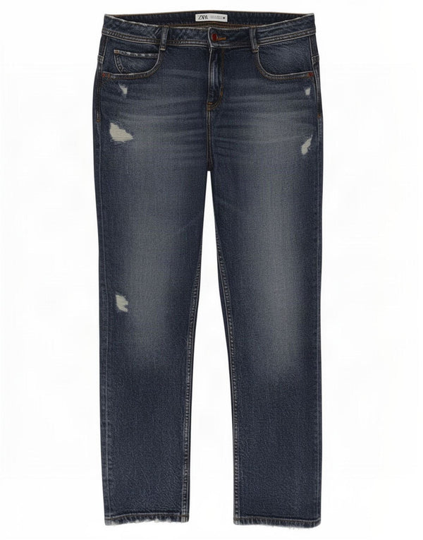 Zara Jeans Slim Desgastados para Mujer EU 40 Medium W30 L28 Algodón Azul
