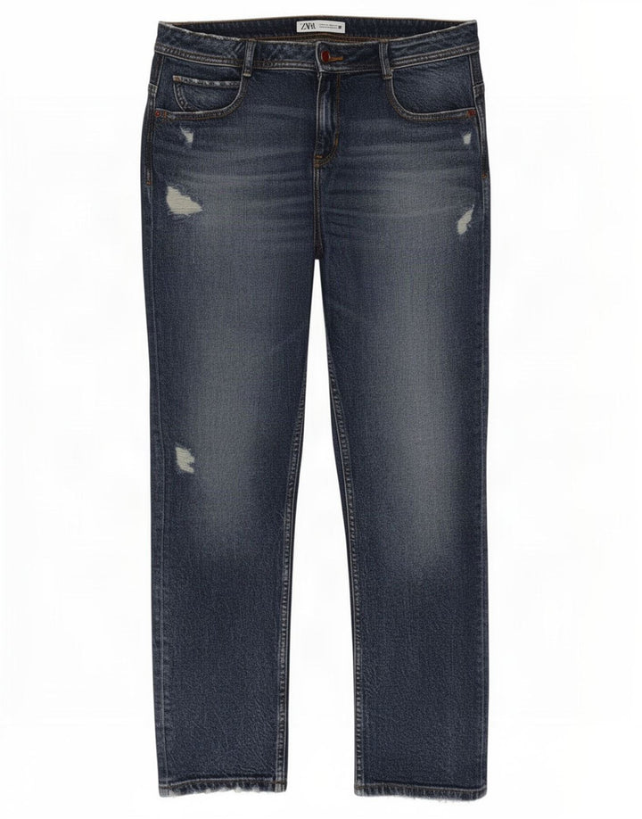 Zara Jeans Slim Desgastados para Mujer EU 40 Medium W30 L28 Algodón Azul