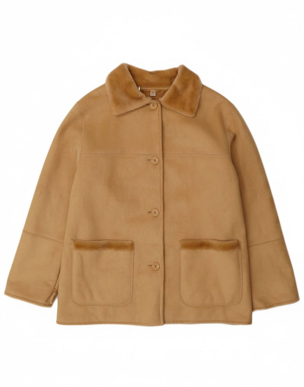 VINTAGE Chaqueta Sherpa para Mujer EU 44 XL Acrílico Beige