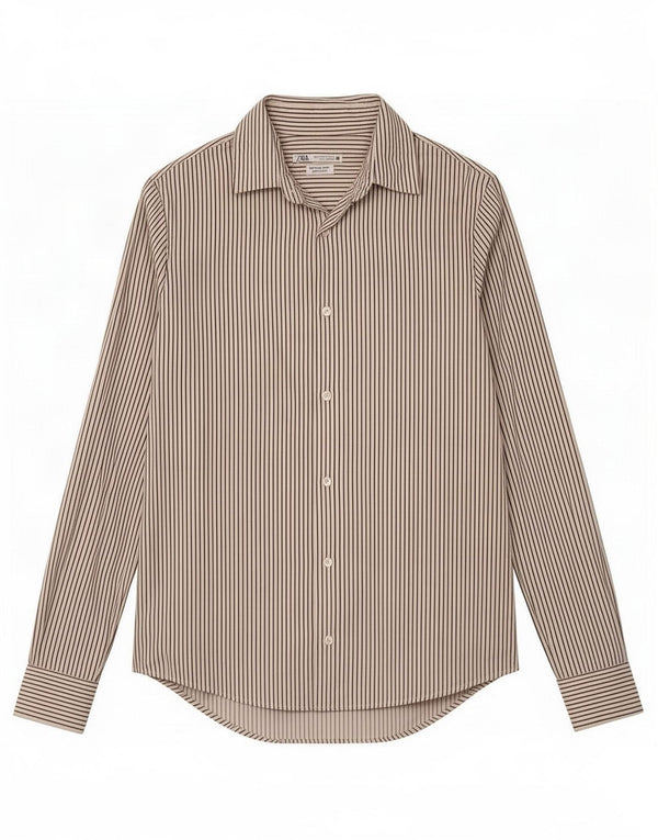 Zara Hombre Camisa Super Slim Fit Raya Pintada Blanca Mediana
