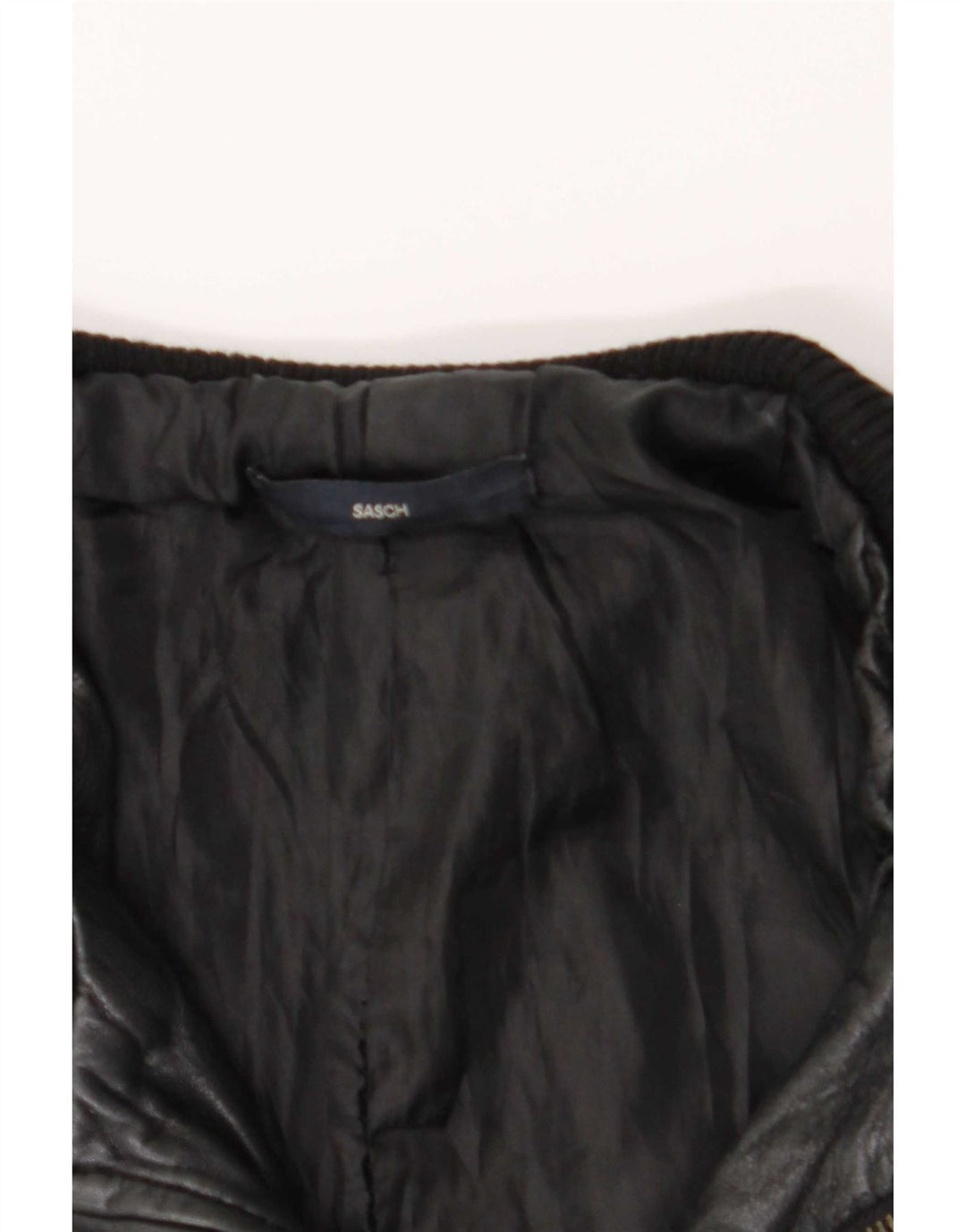 Sasch Chaqueta de cuero corta para mujer UK 12 Medium Black