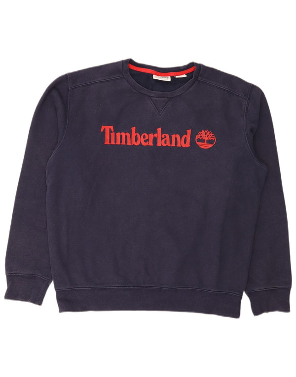 Timberland Hombre Graphic Sudadera Jumper Grande Azul Marino Algodón
