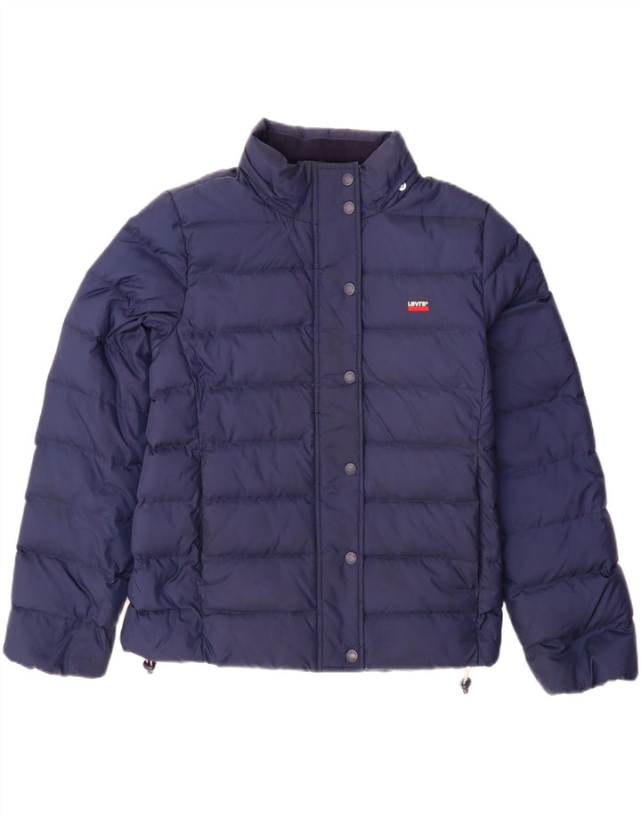 LEVI'S Chaqueta acolchada extragrande con capucha para mujer UK 10 Small Azul marino