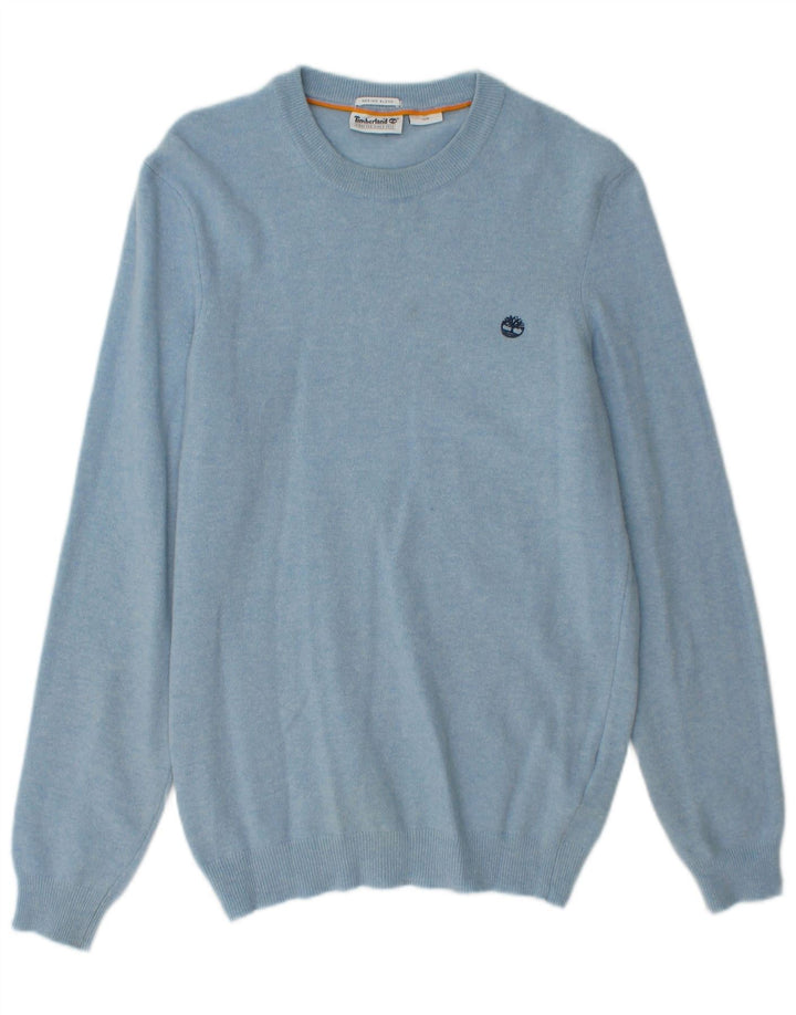 TIMBERLAND Jersey de cuello redondo para hombre de lana merino azul pequeño