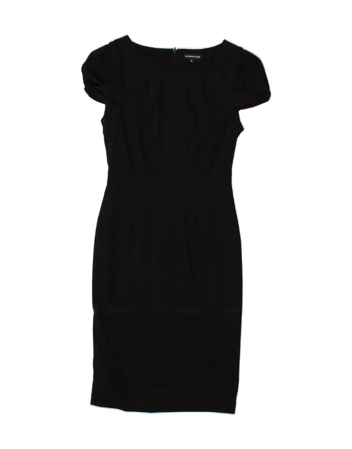 WAREHOUSE Womens Short Sleeves Sheath Dress UK 10 Small Black Polyamide Vintage Warehouse and Second-Hand Warehouse from Messina Hembry 