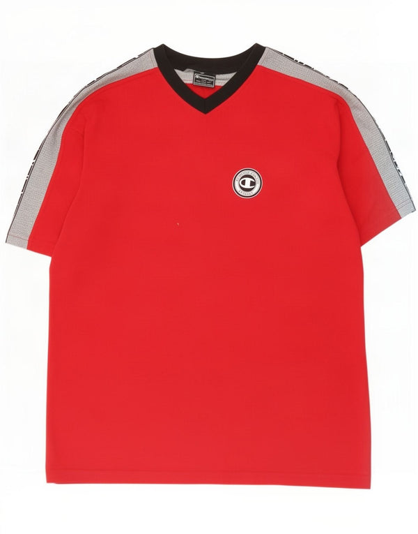 Champion Camiseta gráfica para hombre Top grande de algodón con bloques de color rojo