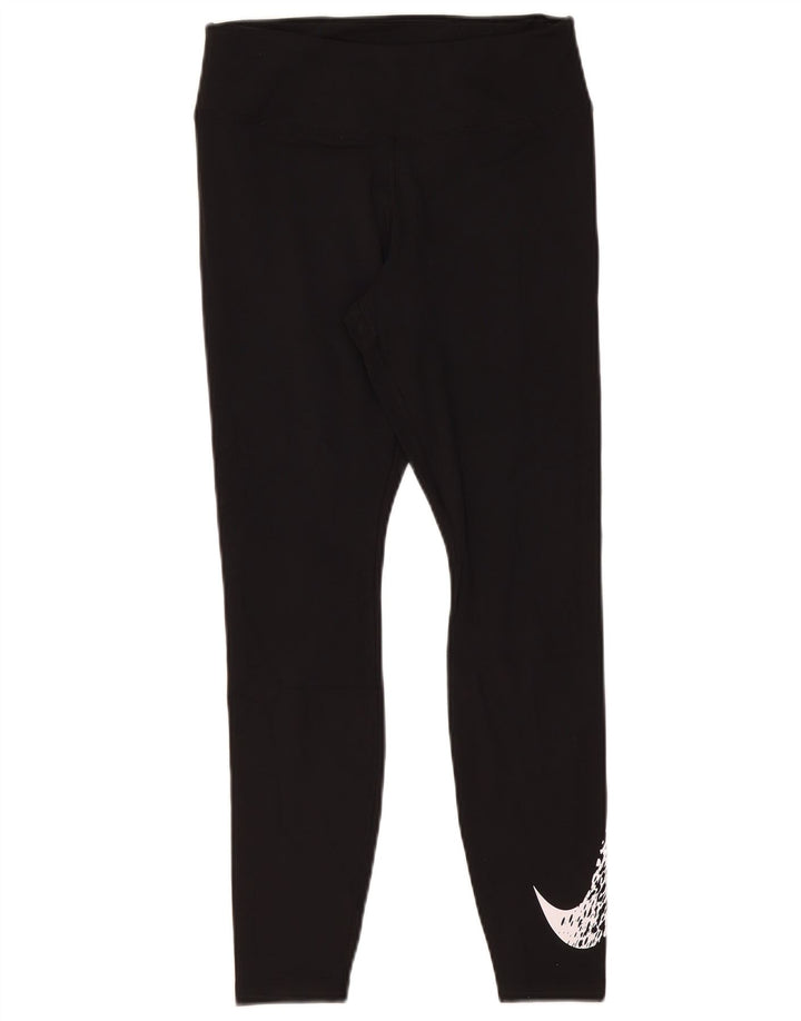 NIKE Leggings gráficos Dri Fit para mujer UK 12 Mediano Negro Poliéster