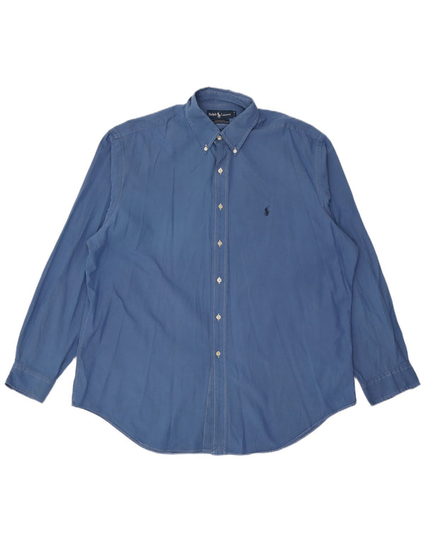 RALPH LAUREN Camisa holgada Yarmouth para hombre Talla 17 XL Algodón azul