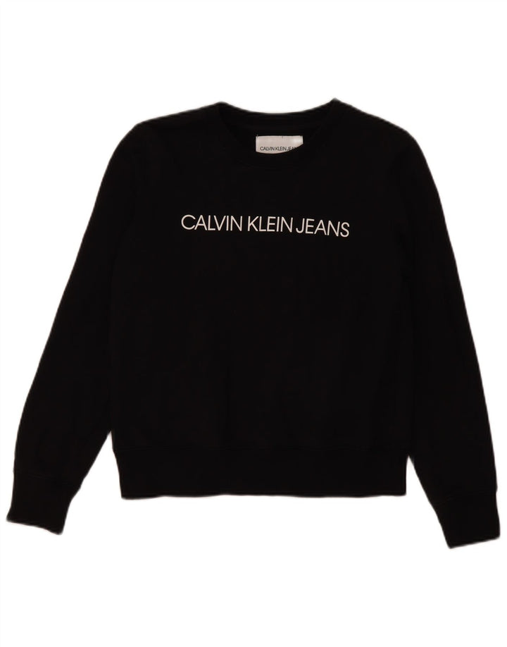 Calvin Klein - Sudadera gráfica para mujer, talla 10, algodón negro pequeño