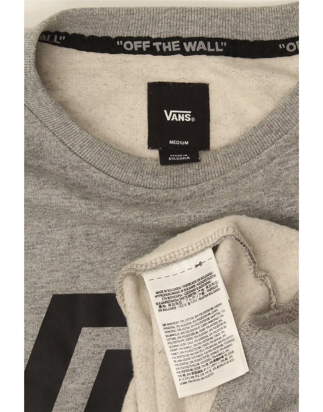 Vans Hombre Sudadera Gráfica Jersey De Algodón Gris Medio