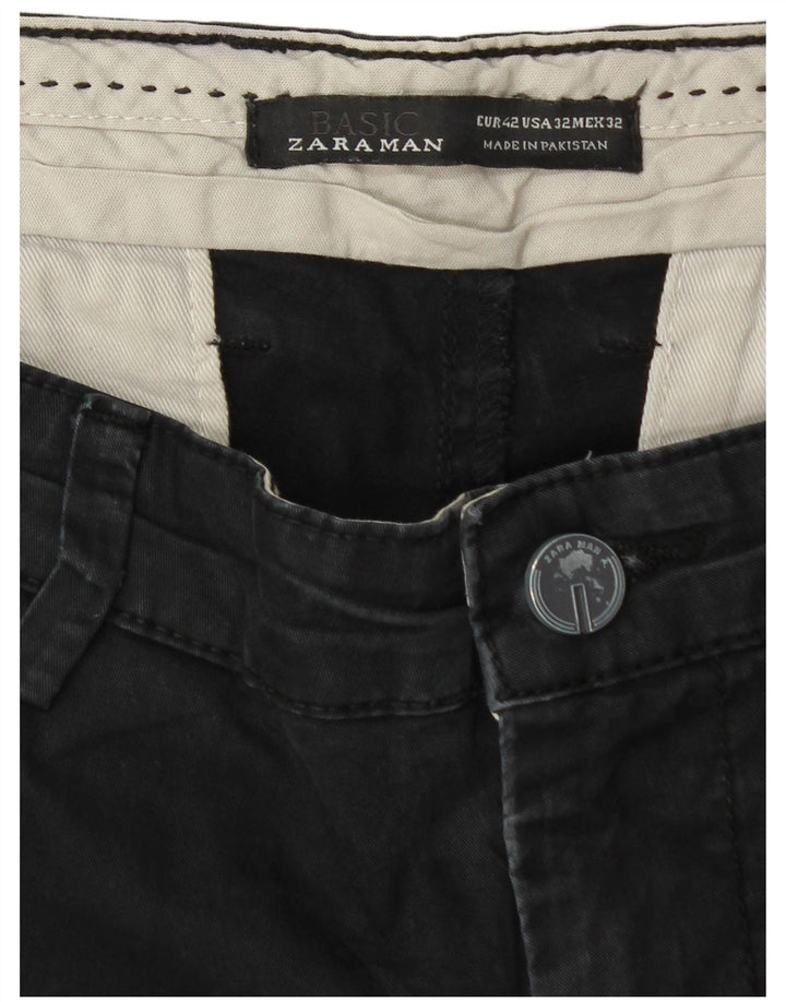 Zara Mens Slim Chino Pantalones EU 42 Large W32 L33 Negro