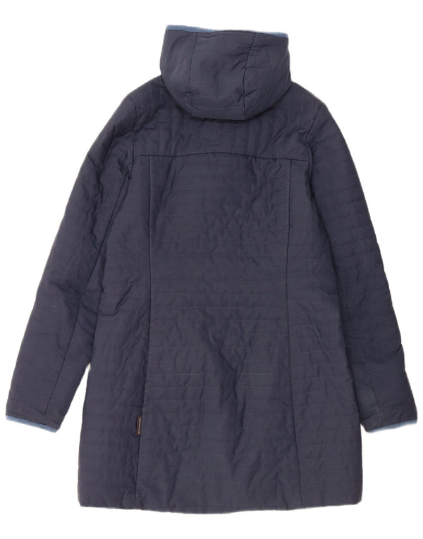 JACK WOLFSKIN Abrigo acolchado con capucha para mujer UK 6 XS Azul marino Poliéster