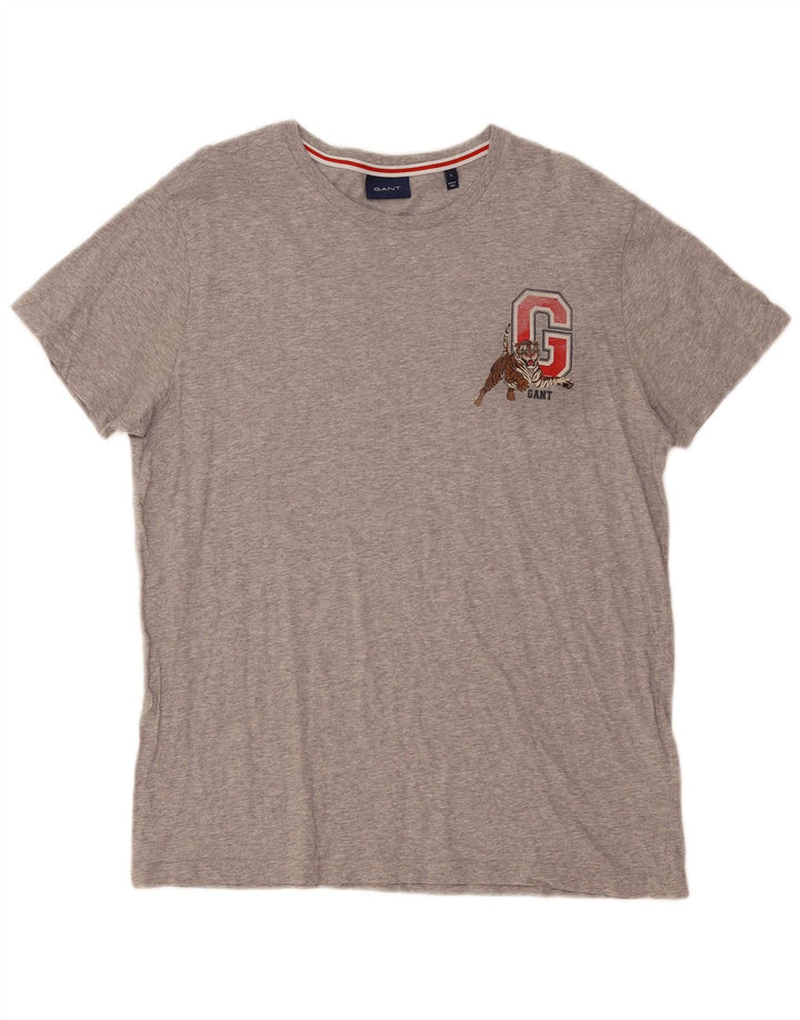 Gant Camiseta Gráfica para Hombre Top Grande Gris Algodón
