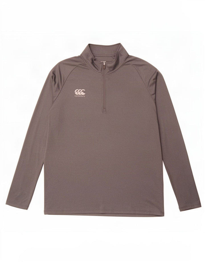 Canterbury Mens Zip Neck Jersey Chándal Top Grande Gris Poliéster
