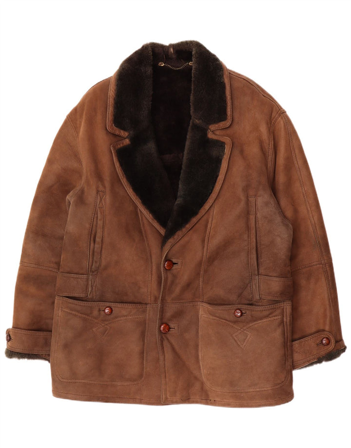 Giamax Chaqueta de piel de oveja para hombre IT 54 2XL Piel de oveja marrón