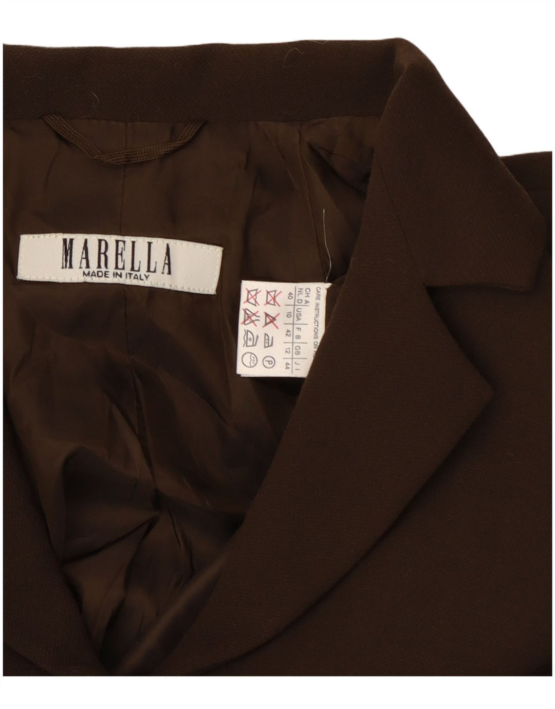 Marella Chaqueta Blazer de 4 Botones para Mujer UK 40 Clásico de Lana marrón Medio