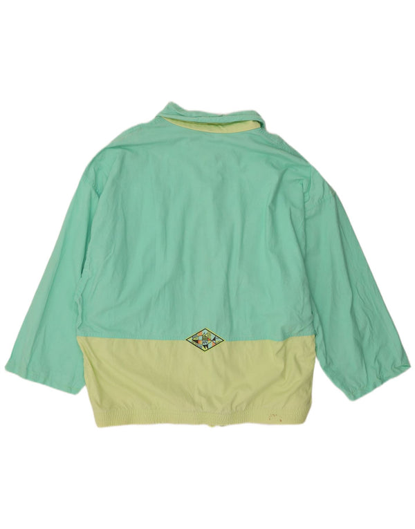 Vintage mujer chaqueta cortavientos de gran tamaño Reino Unido 20 2XL bloque de color verde
