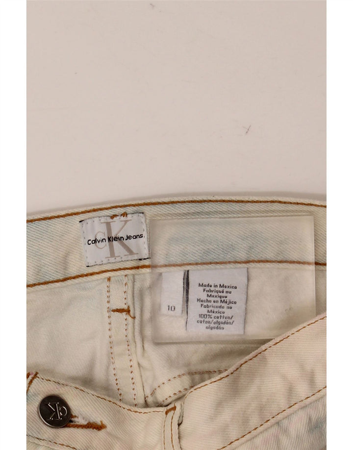 CALVIN KLEIN Pantalones cortos de mezclilla para mujer US 10 Grande W32 Azul Tie Dye Algodón