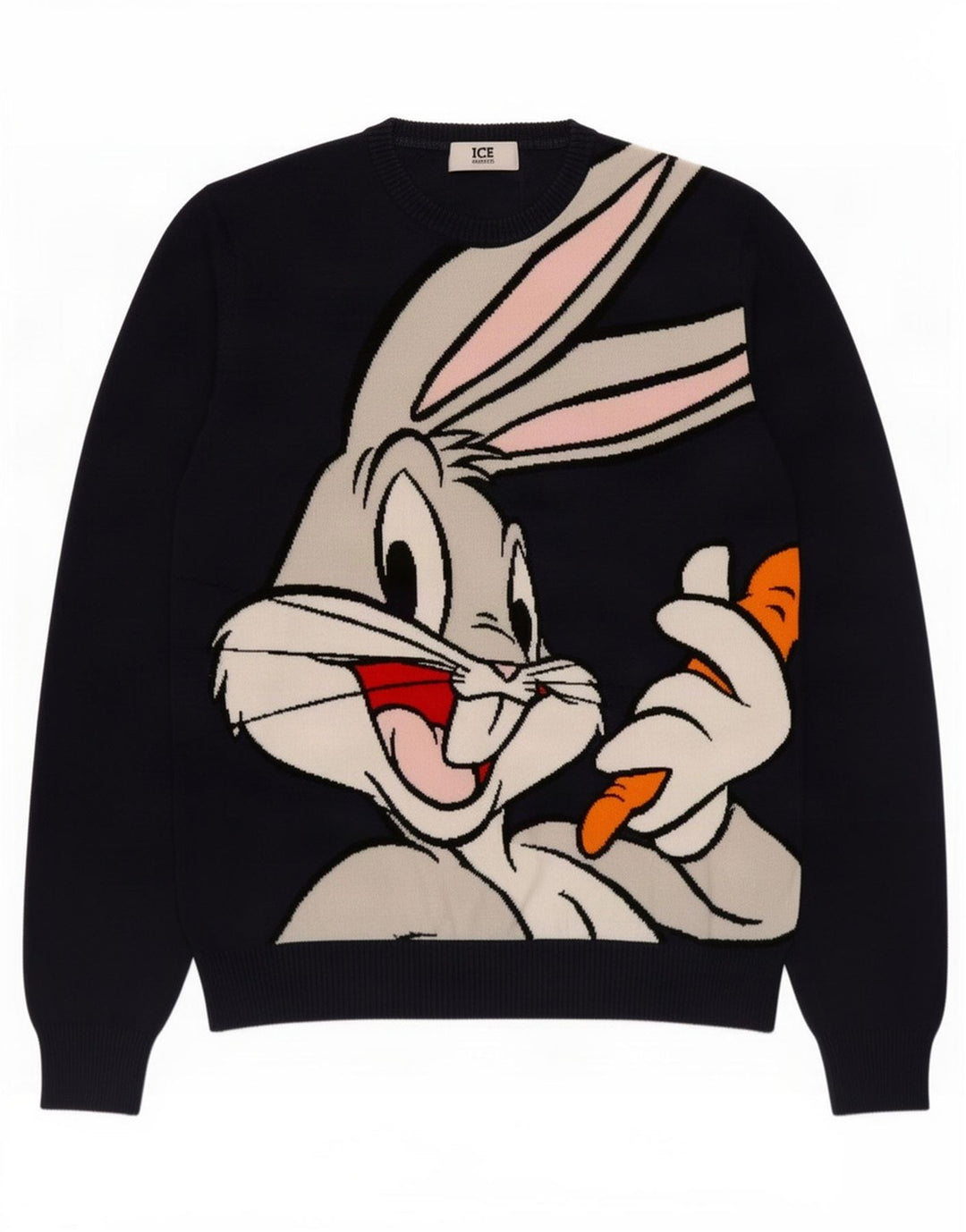 Iceberg - Jersey de cuello redondo con gráfico de Bugs Bunny para hombre, color azul marino mediano