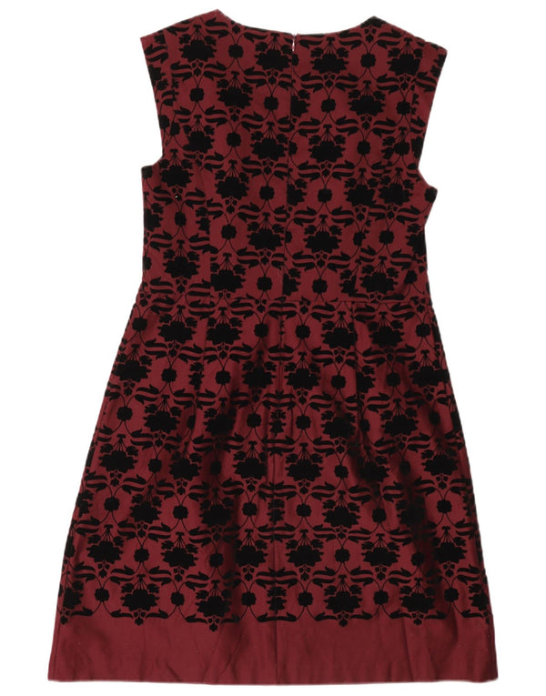 Oasis Vestido acampanado sin mangas para mujer UK 44 Algodón floral burdeos mediano