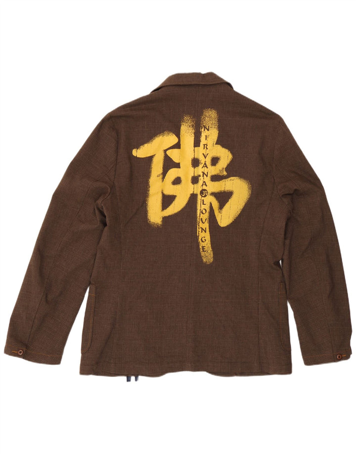 Nirvana Chaqueta tipo blazer de 2 botones para hombre UK 42 XL Marrón pata de gallo