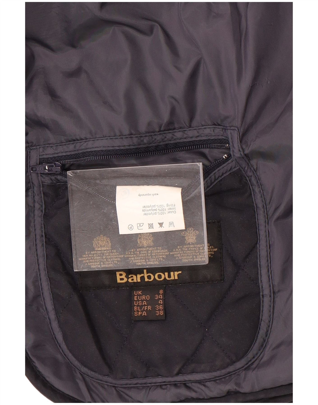 BARBOUR Chaqueta acolchada para mujer UK 8 Small Poliéster azul marino
