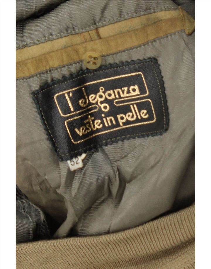 VINTAGE Chaqueta bomber de ante para hombre IT 52 XL Cuero caqui