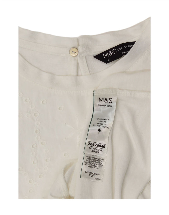Marks & Spencer Blusa para Mujer Top UK 8 Small White Modal