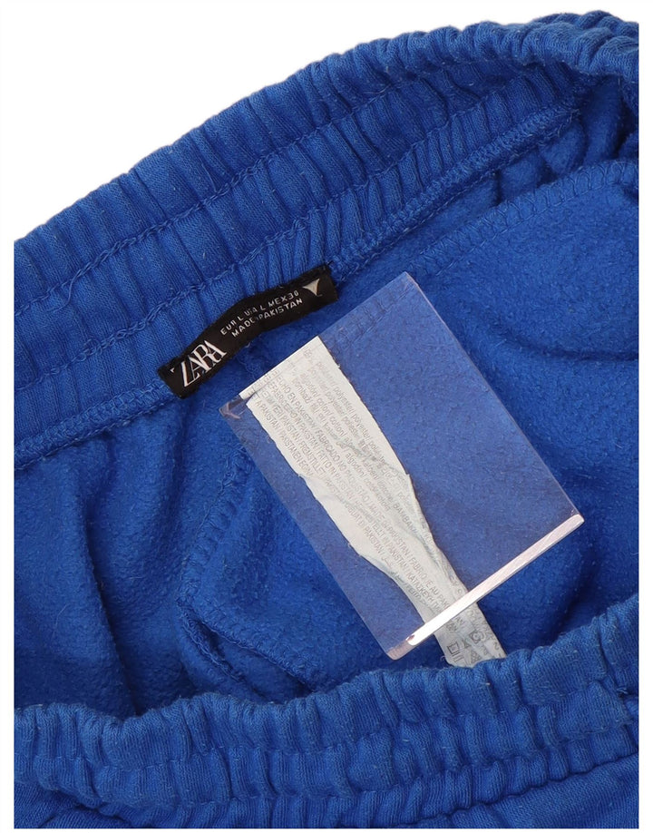 Zara Mujer Chándal Pantalones Joggers UK 44 Grande Poliéster Azul