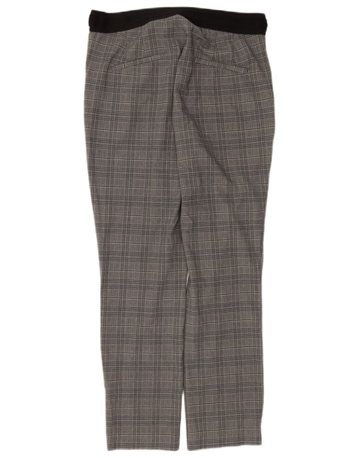 Zara Mujer Pantalón De Traje Recto Grande W32 L28 Poliéster A Cuadros Gris
