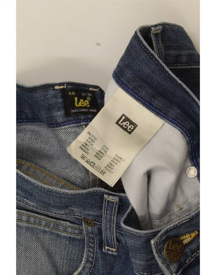 Lee - Pantalones cortos de mezclilla desgastados con 5 bolsillos para hombre W34 grande de algodón azul
