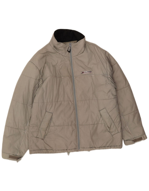 Tommy Hilfiger Chaqueta acolchada con forro para hombre UK 40 Large Grey Nylon