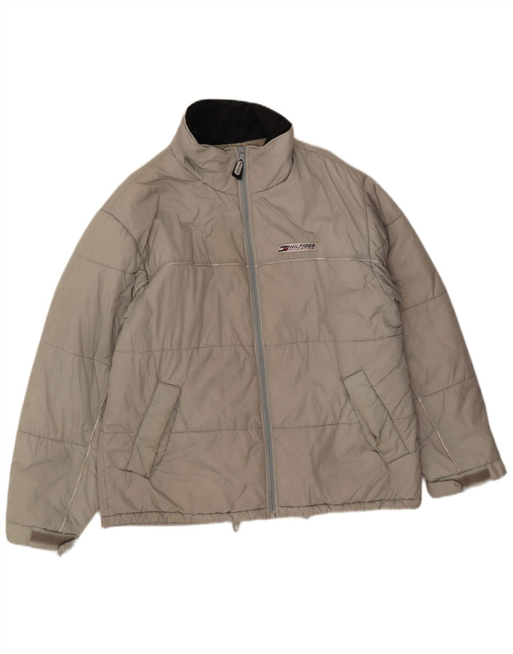 Tommy Hilfiger Chaqueta acolchada con forro para hombre UK 40 Large Grey Nylon