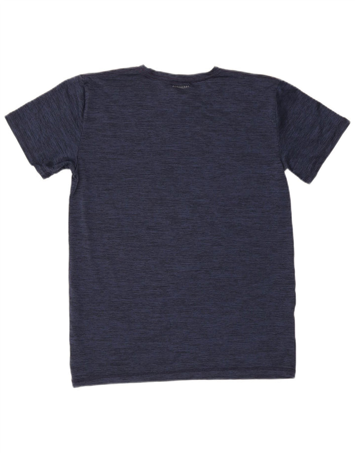 ADIDAS Boys Aeroready Graphic T-Shirt Top 15-16 Years XL Navy Blue Flecked Vintage Adidas and Second-Hand Adidas from Messina Hembry 