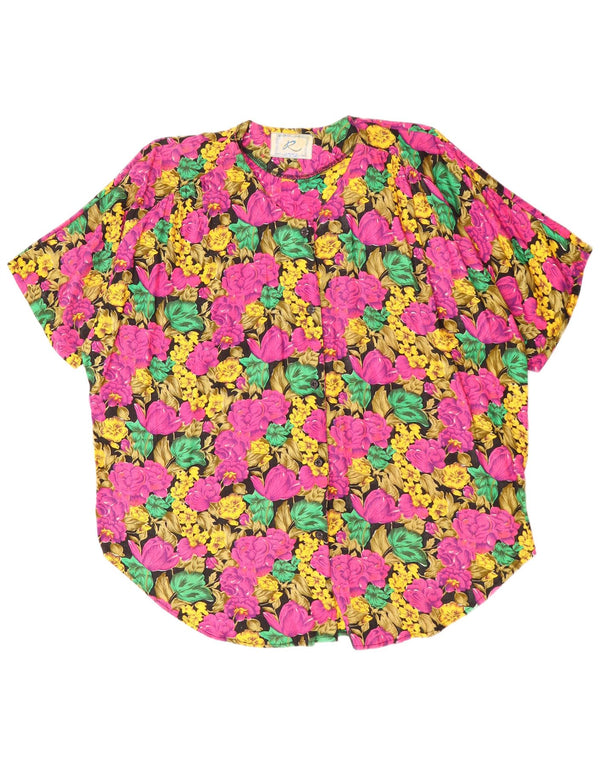 VINTAGE Blusa de camisa de gran tamaño para mujer Reino Unido 22 3XL Multicolor Floral