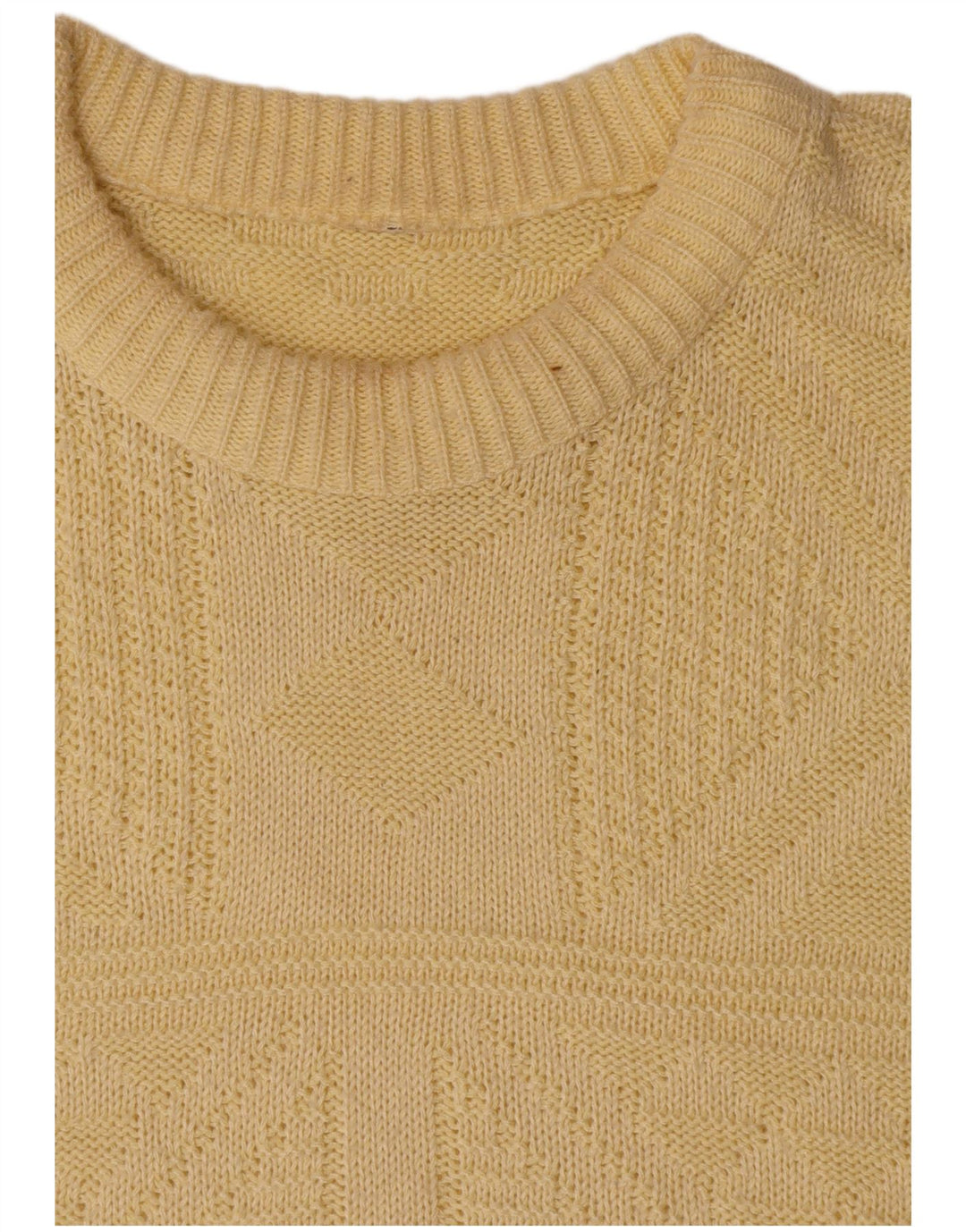 Vintage hombres barco cuello jumper suéter grande amarillo