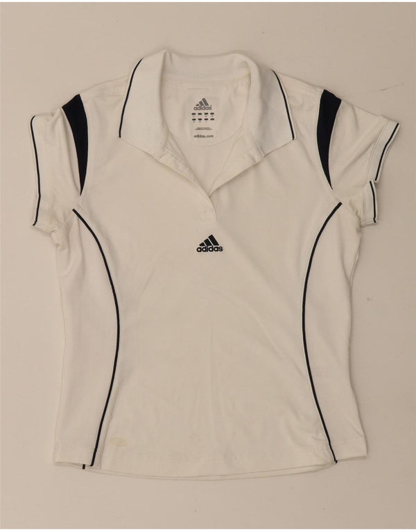 Adidas Polo para mujer UK 40 Medio Blanco Colorblock Poliéster
