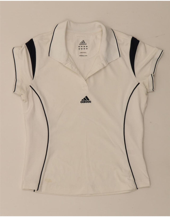 Adidas Polo para mujer UK 40 Medio Blanco Colorblock Poliéster