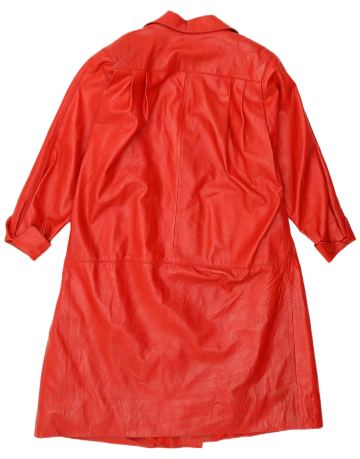VINTAGE Abrigo de cuero para mujer Reino Unido 20 2XL Rojo