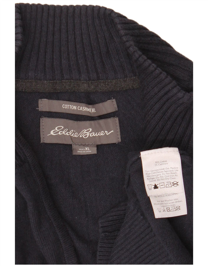 EDDIE BAUER Jersey Hombre con Cremallera y Cuello XL Algodón Azul Marino
