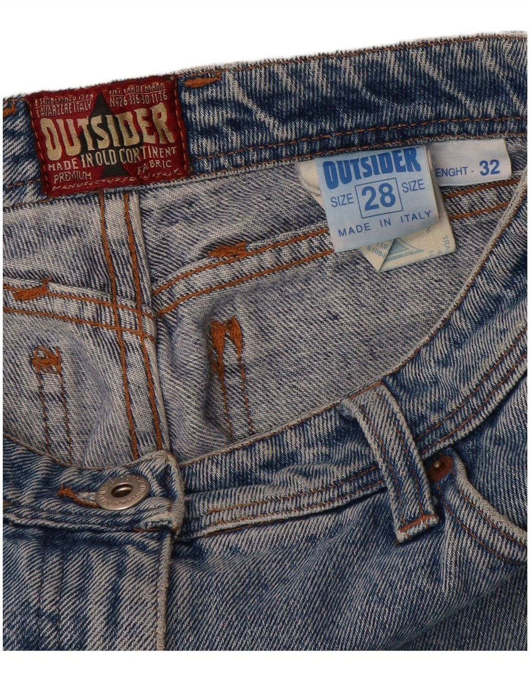 Vaqueros cónicos para mujer Outsider W28 L32 Algodón azul