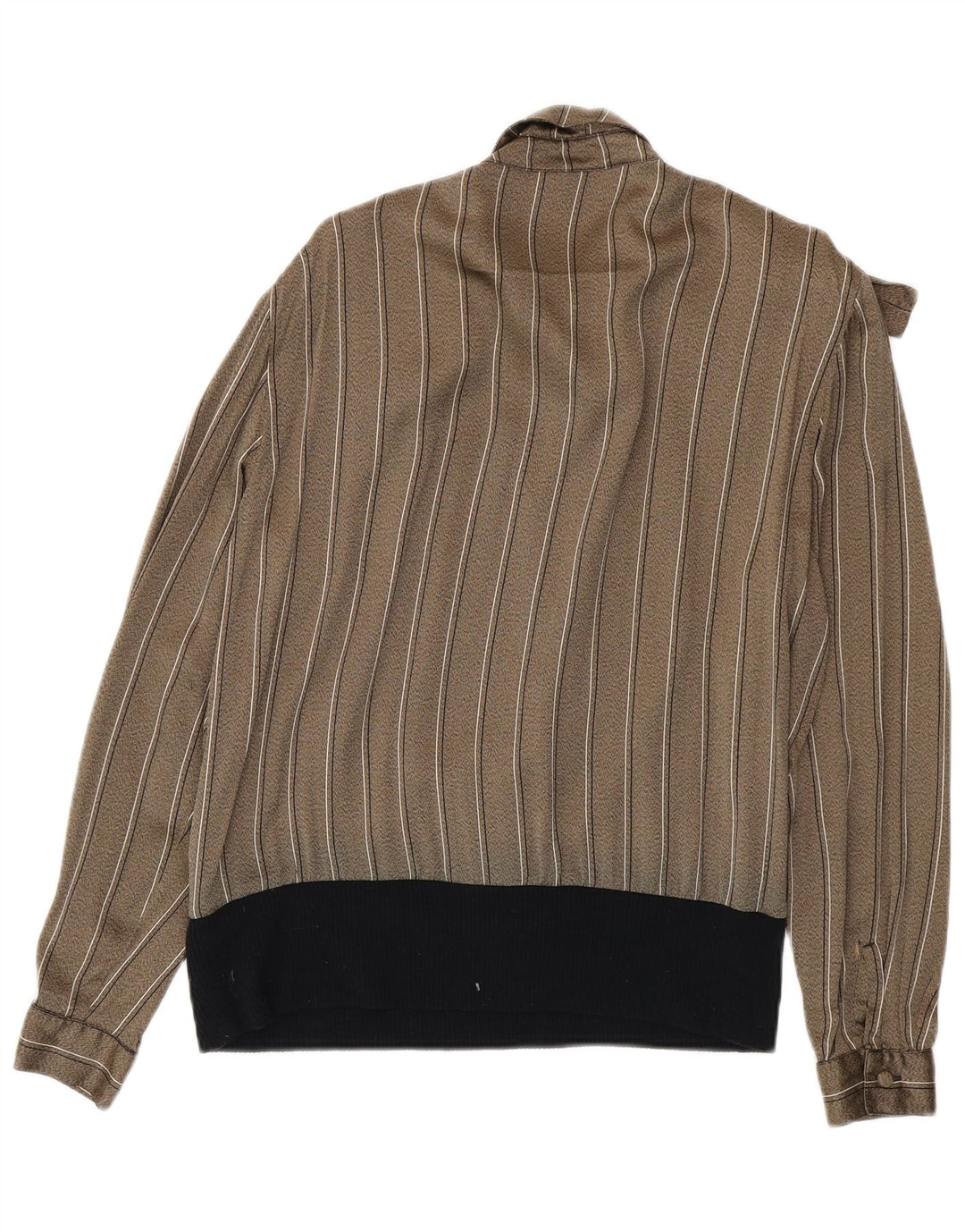 Vintage mujer militar blusa de gran tamaño Top IT 44 Medio Caqui Rayas