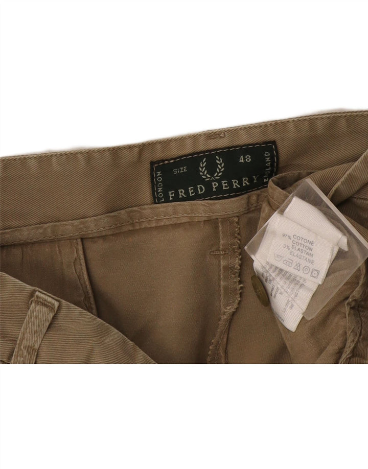Fred Perry Pantalones cortos chinos para hombre IT 48 Medium W32 Algodón caqui