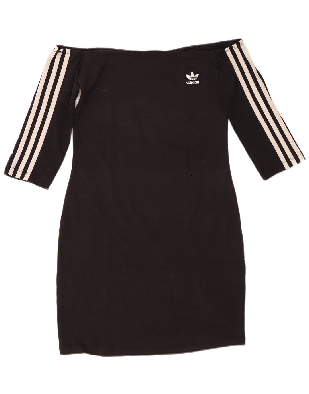 ADIDAS Vestido de manga 3/4 con hombros descubiertos para mujer UK 8 Pequeño Algodón negro