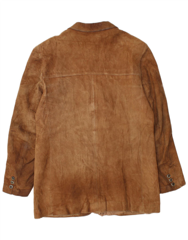 Vintage hombres ante chaqueta Reino Unido 36 pequeño cuero marrón