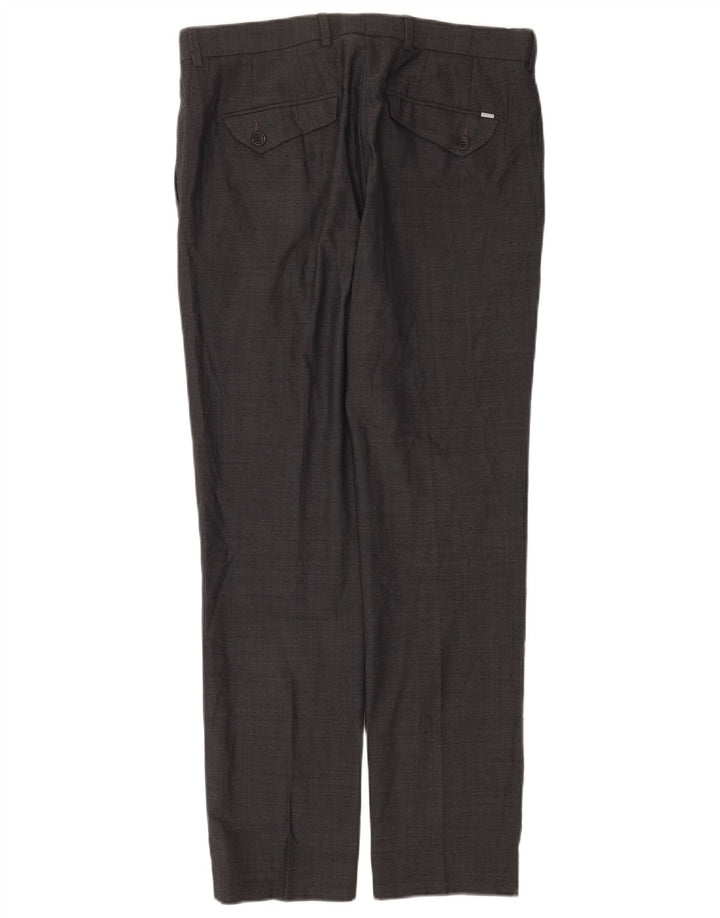 Marks & Spencer Pantalón de traje moderno y ajustado para hombre W32 L31 Lana gris