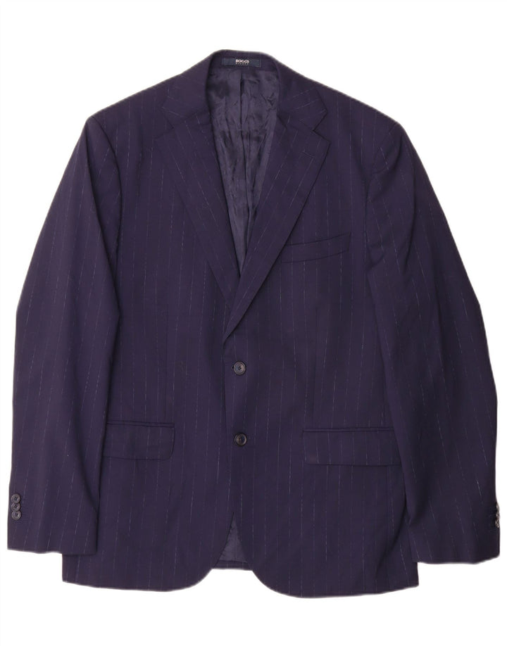 Boggi Chaqueta tipo blazer de 2 botones para hombre IT 52 XL Lana a rayas azul marino