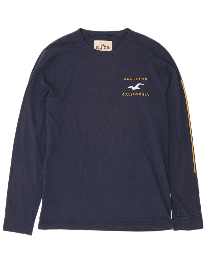 HOLLISTER Top gráfico para hombre de manga larga de algodón azul marino medio